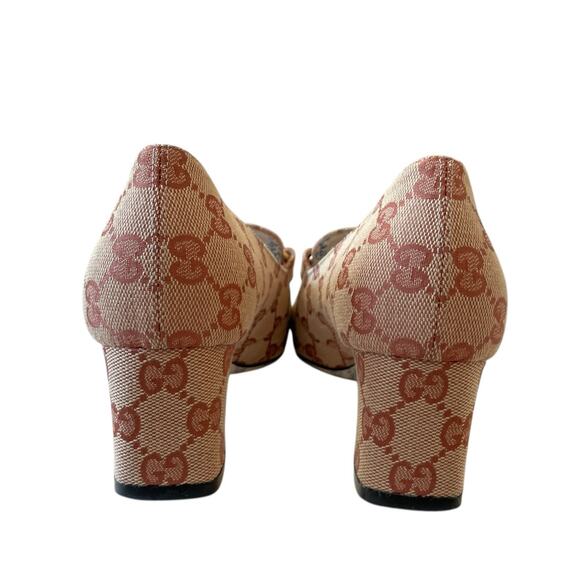 Gucci Monogram GG Victoire Loafer Pump Beige Ruggine Block Heel Size 37 US 7 - Picture 10 of 16